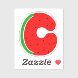 Alfabet Sticker, Letter C Sticker, Watermeloen Sticker