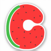 Alfabet Sticker, Letter C Sticker, Watermeloen Sticker (Voorkant)