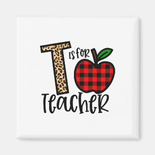 Alfabet T Is Voor Leraar Liefde Appel Magneet