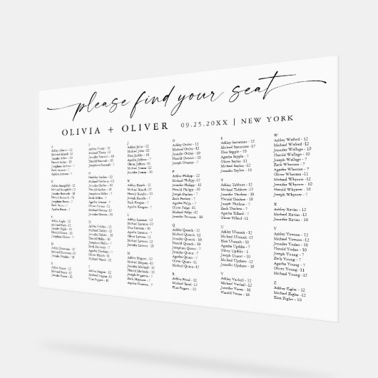 Alfabet tot 159 personen Zitplaatskaart Acryl Acryl Bord (Hoek)