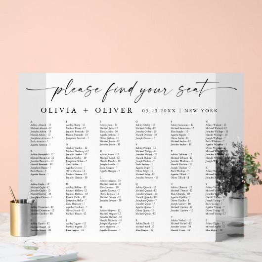 Alfabet tot 159 personen Zitplaatskaart Acryl Acryl Bord (Huwelijk)