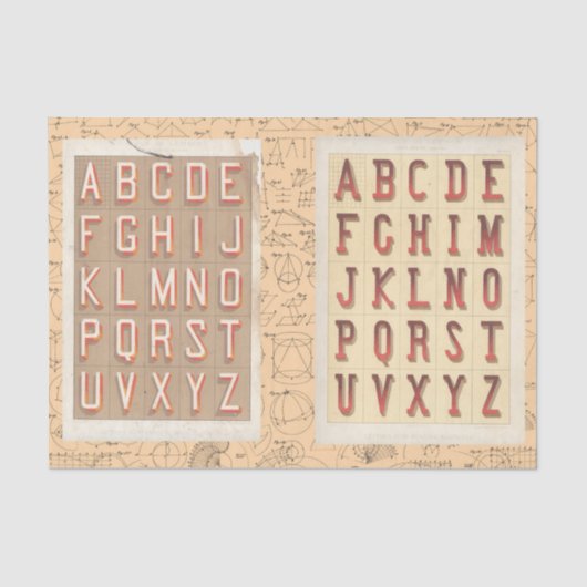 alfabet Typografie wiskundige collage Tissuepapier (Voorkant)