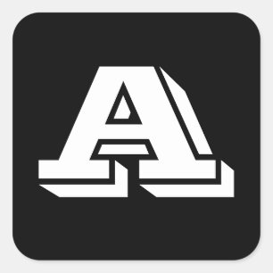 Alfabet van Janz Capital Letter A Black Vierkante Sticker
