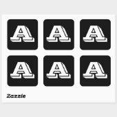 Alfabet van Janz Capital Letter A Black Vierkante Sticker (Vel)