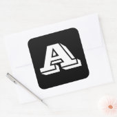 Alfabet van Janz Capital Letter A Black Vierkante Sticker (Envelop)