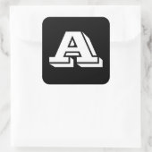 Alfabet van Janz Capital Letter A Black Vierkante Sticker (Tas)