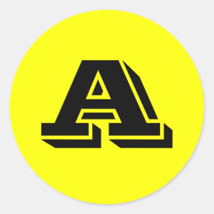 Alfabet van Janz Capital Letter A Yellow Ronde Sticker