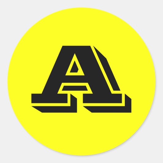 Alfabet van Janz Capital Letter A Yellow Ronde Sticker (Voorkant)