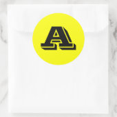 Alfabet van Janz Capital Letter A Yellow Ronde Sticker (Tas)