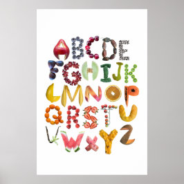 Alfabet Voedsel Kunst met ABC fruit Poster