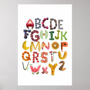 Alfabet Voedsel Kunst met ABC fruit Poster