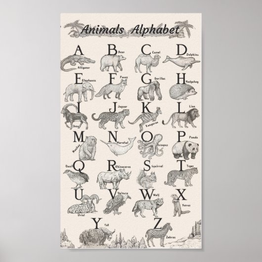 Alfabet voor dieren poster (Voorkant)