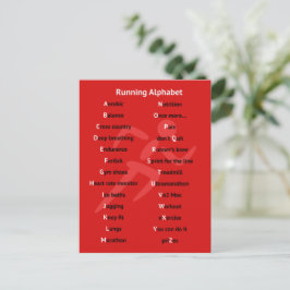 Alfabet voor hardlopers rood briefkaart
