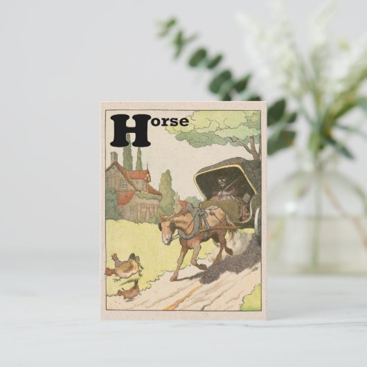 Alfabet voor paarden en vervoermiddelen briefkaart (Staand voorkant)