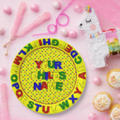 Alfabet voor primaire Stippen, Bord voor geel papi (Feest)