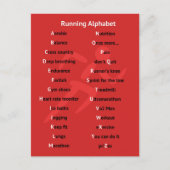 Alfabet voor runners rood briefkaart (Voorkant)