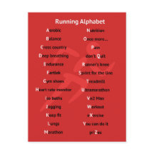 Alfabet voor runners rood briefkaart