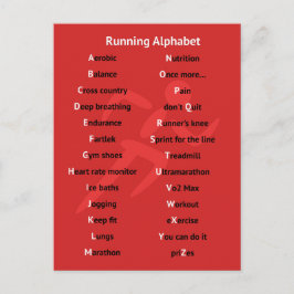 Alfabet voor runners rood briefkaart