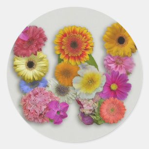 Alfabet W in bloemen Ronde Sticker