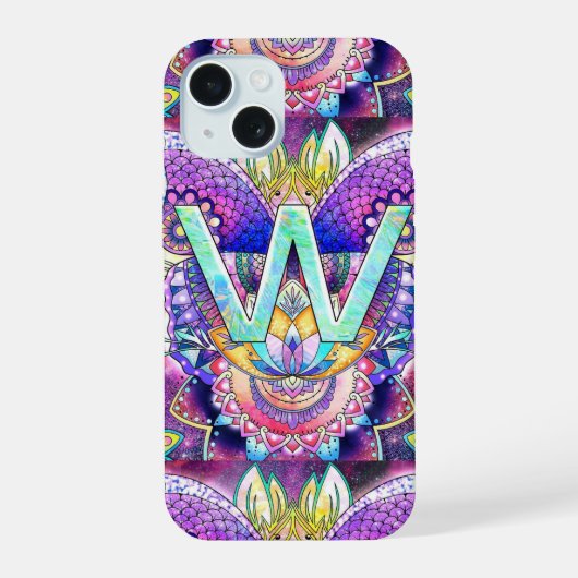 Alfabet W iPhone 15 Case (Achterkant)