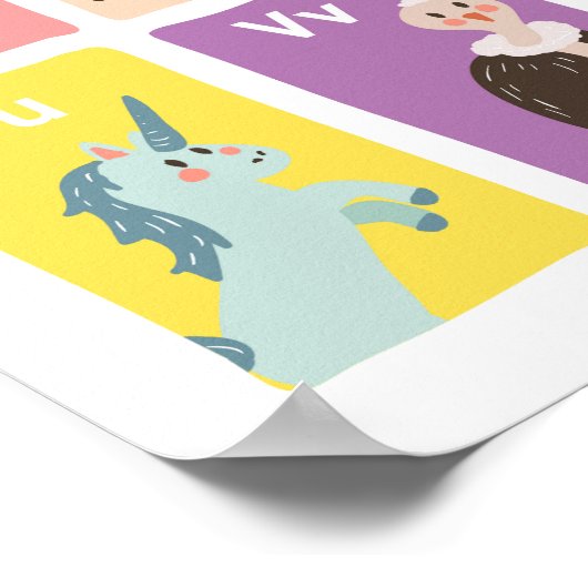 Alfabet wandkunst Alfabet dieren Kinder kamer Poster (Hoek)