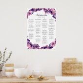 Alfabet-zitplaatsingsschema. Paarse en roze bloeme Poster (Keuken)