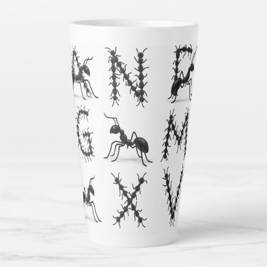 alfabet zwart latte mok (Voorkant)