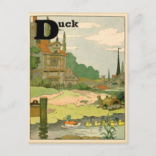 Alfabetbrief (Duck and Ducklings) Briefkaart