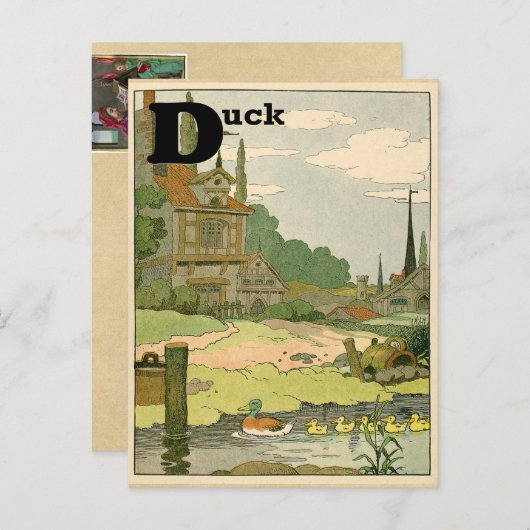 Alfabetbrief (Duck and Ducklings) Briefkaart (Voorkant / Achterkant)