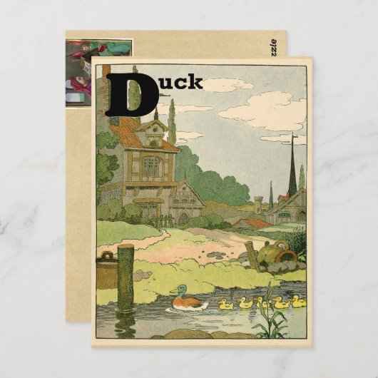 Alfabetbrief (Duck and Ducklings) Briefkaart (Voorkant / Achterkant)