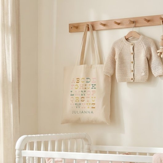  alfabetbrieven in pasta, gepersonaliseerd tote bag