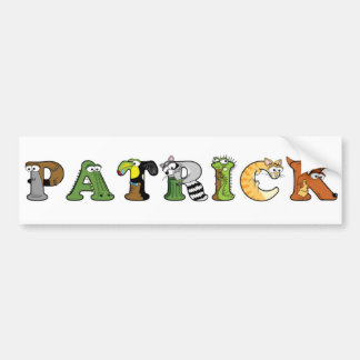 Alfabetdieren gepersonaliseerde naamsticker bumpersticker