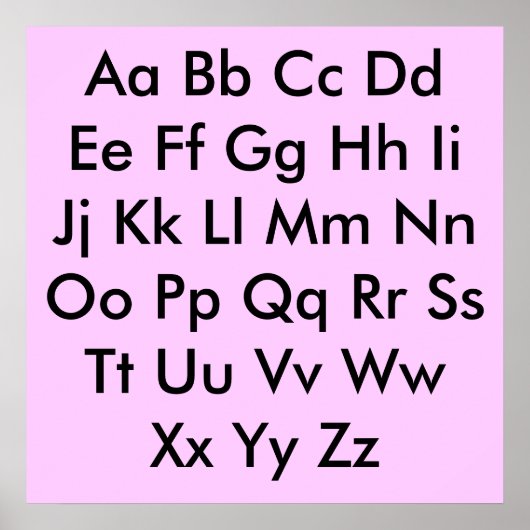 Alfabetgrafiek Bleek Roze Poster (Voorkant)