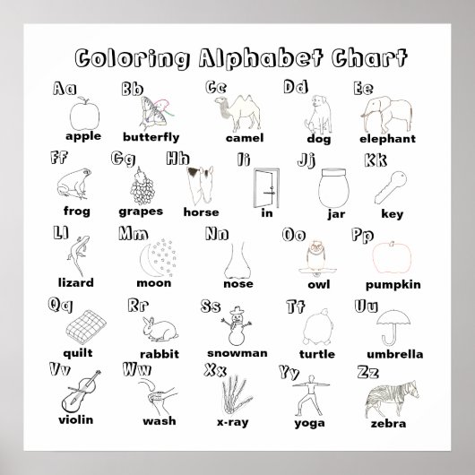 Alfabetgrafiek kleuren naar Poster kleur (Voorkant)