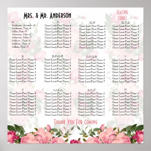 Alfabetisch geluidsdiagram voor de snelle florale  poster (Voorkant)