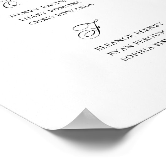 Alfabetisch Onze Favoriete Mensen Elegant Bruiloft Poster (Hoek)