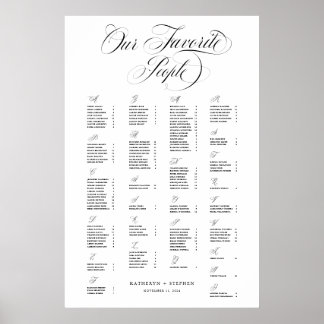 Alfabetisch Onze Favoriete Mensen Elegant Bruiloft Poster