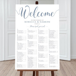 Alfabetisch tabelplan Stustblauw Zitdiagram Poster