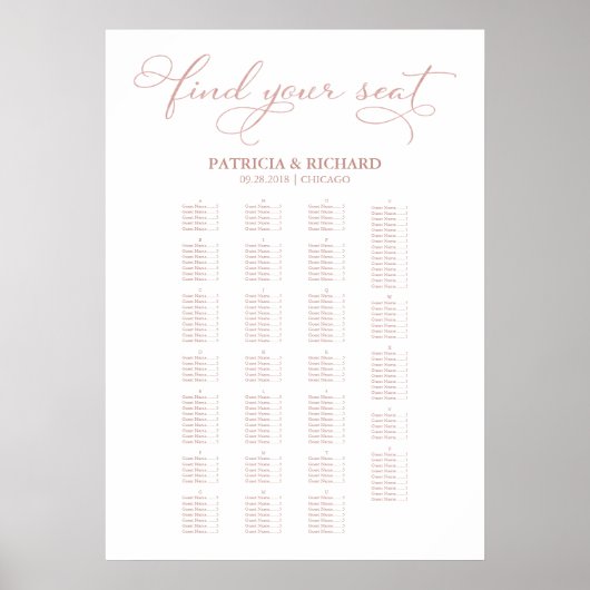 Alfabetisch weddenschap in een legant script poster (Voorkant)