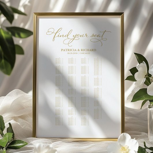 Alfabetisch weddenschap met gouden olie poster
