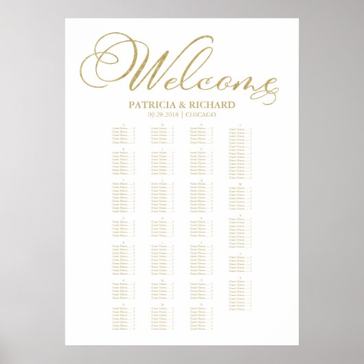 Alfabetisch weddenschap met gouden olie poster (Voorkant)