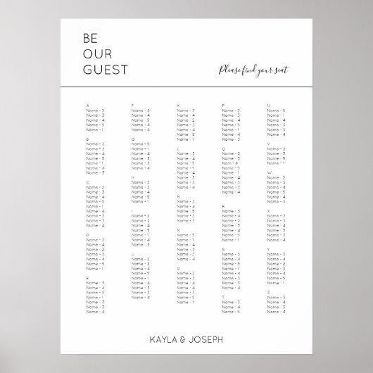 Alfabetisch weddenschap poster (Voorkant)