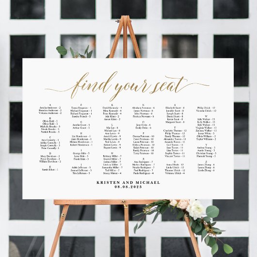 Alfabetisch Zoek uw zitplaatskaart Poster