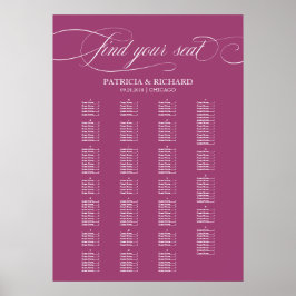 Alfabetische Elegante Cassis Trouw Stoelenkaart Poster