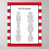 Alfabetische lijst van 50 Amerikaanse staten Poster (Voorkant)