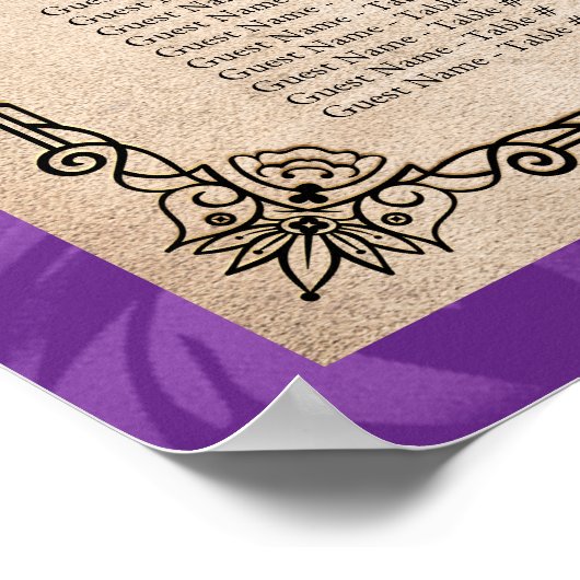 Alfabetische Paarse lavendel Gold Rozen Zitplaatse Poster (Hoek)