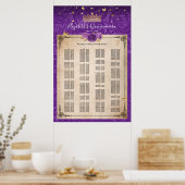 Alfabetische Paarse lavendel Gold Rozen Zitplaatse Poster (Keuken)