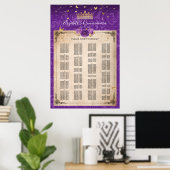 Alfabetische Paarse lavendel Gold Rozen Zitplaatse Poster (Thuiskantoor)