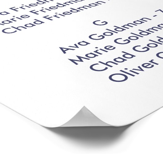 Alfabetische plattegrond van Floral Navy Blue Lace Poster (Hoek)