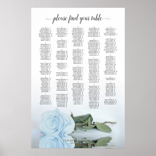 Alfabetische Roos met lichtsterend blauw  Poster (Voorkant)